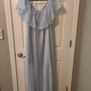 Baby blue off the shoulder sun dress